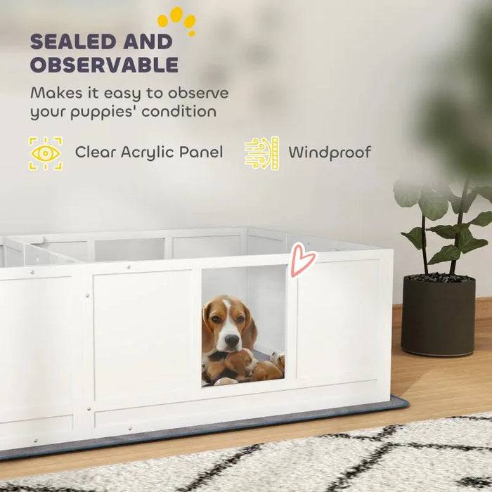 Two Room Design Whelping Box for Dogs with Whelping Pad | Medium Dogs - Little and Giant Explorers PawHut