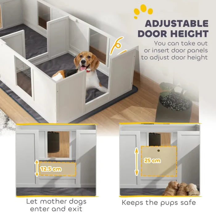 Two Room Design Whelping Box for Dogs with Whelping Pad | Medium Dogs - Little and Giant Explorers PawHut