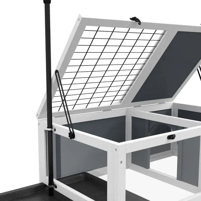 Two-Room Tortoise House – Grey | Outdoor Reptile Enclosure - Adjustable Lamp Holder PAWHUT - Little and Giant Explorers PawHut