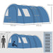 Two Room Tunnel Tent with Floor, 2 Doors and Carry Bag (5-6 persons) - Little and Giant Explorers Outsunny