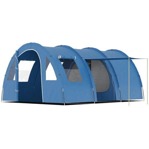 Two Room Tunnel Tent with Floor, 2 Doors and Carry Bag (5-6 persons) - Little and Giant Explorers Outsunny