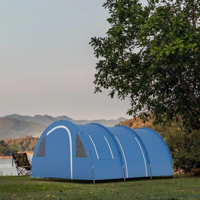 Two Room Tunnel Tent with Floor, 2 Doors and Carry Bag (5-6 persons) - Little and Giant Explorers Outsunny