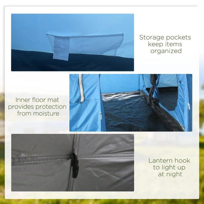 Two Room Tunnel Tent with Floor, 2 Doors and Carry Bag (5-6 persons) - Little and Giant Explorers Outsunny