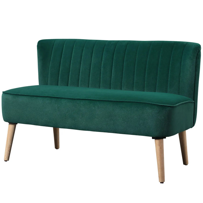 Two-Seater Velvet Sofa – Green | Wooden Frame - Pocket Spring Cushioning HOMCOM - Little and Giant Explorers
