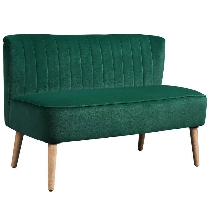 Two-Seater Velvet Sofa – Green | Wooden Frame - Pocket Spring Cushioning HOMCOM - Little and Giant Explorers