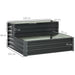 Two-tier dark grey galvanized steel raised garden bed with detailed dimensions shown