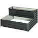Two-tier dark grey galvanized steel raised garden bed with stair step design