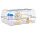 Two-Tier Mouse and Hamster Cage – Transparent Plastic | Running Wheel PAWHUT - Little and Giant Explorers PawHut