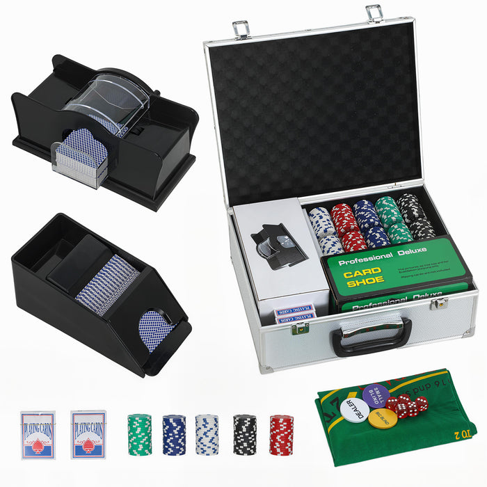 300-Piece Casino Set - 11.g Chips | Card Shuffler, Card Shoe and Carry Case SPORTNOW