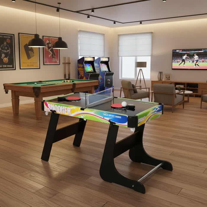 Folding Multi Gaming Table 4 in 1 Hockey, Football Table, Table Tennis and Billiard - Little and Giant Explorers HOMCOM