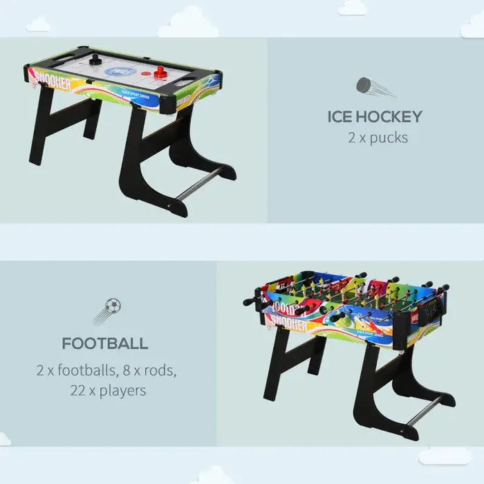 Folding Multi Gaming Table 4 in 1 Hockey, Football Table, Table Tennis and Billiard - Little and Giant Explorers HOMCOM