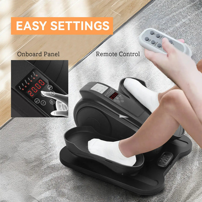 Under Desk Pedal Exerciser - Black | Mini Elliptical with Auto and Manual Modes SPORTNOW - Little and Giant Explorers