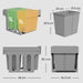 Under sink dual 15L pull-out kitchen waste recycling bins with soft close runners and dimensions