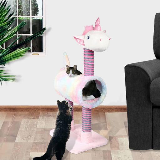 Unicorn Cat Scratching Post in Pink (40 x 30 x 85cm) - Little and Giant Explorers Pets Collection