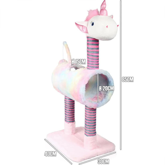 Unicorn Cat Scratching Post in Pink (40 x 30 x 85cm) - Little and Giant Explorers Pets Collection