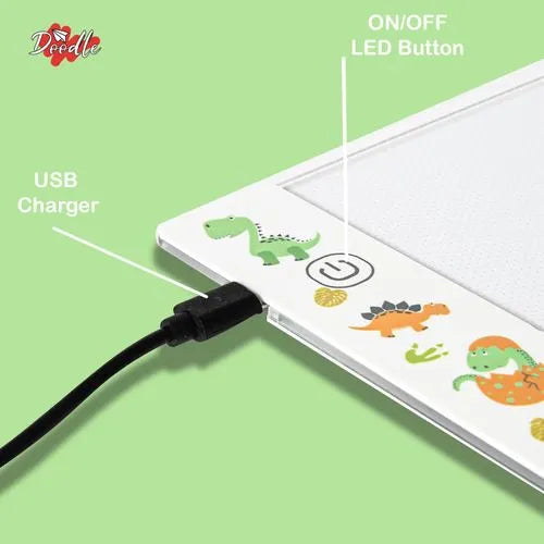 A4 Ultra-Thin Portable LED Tracing Pad with USB Cable | Dinosaur