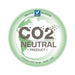 CO2 neutral product certification badge with globe graphic, green eco-friendly label