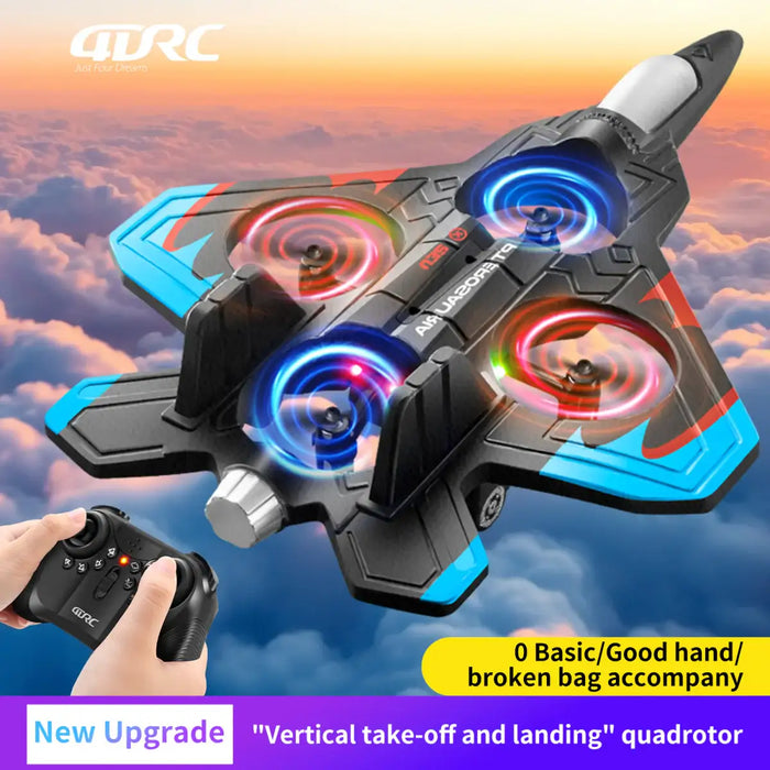 V32 Foam RC Plane - Fighter Jet Style | 360° Flip Stunts, LED Lights and Gyro-Stabilisation 4DRC - Little and Giant Explorers 4DRC