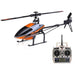 V950 single blade RC helicopter with orange and black body and 6-channel remote controller.