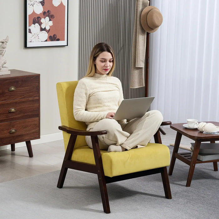 Velvet Accent Chair – Champagne | Nordic Style - Curved Armrest HOMCOM - Little and Giant Explorers