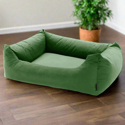 Velvet Dog Bed in Green (80 x 67 x 22cm) - Little and Giant Explorers Madison