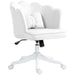 Velvet Office Chair with Petal Shell Back and Lumbar Pillow in White - Little and Giant Explorers HOMCOM