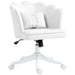 Velvet Office Chair with Petal Shell Back and Lumbar Pillow in White - Little and Giant Explorers HOMCOM