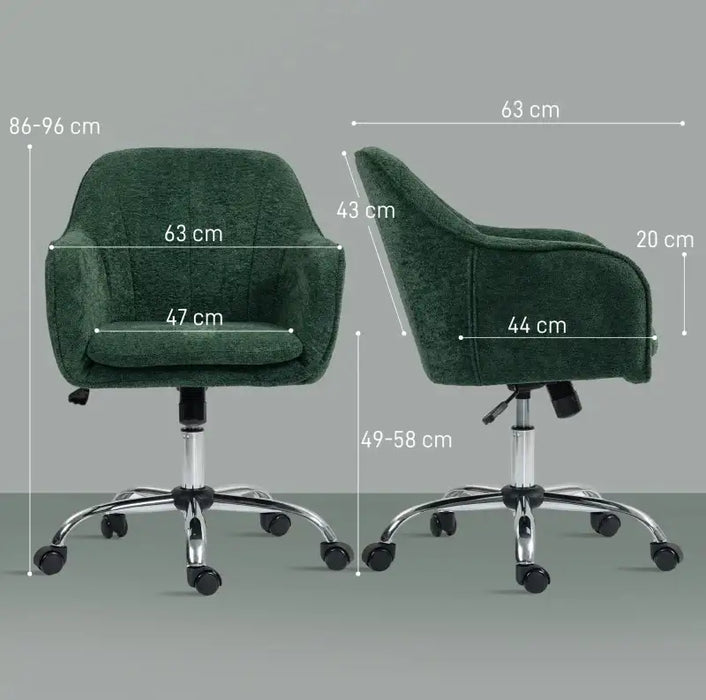 Velvet Office Chair with Rocking Motion - Dark Green | Adjustable Height 48–58cm HOMCOM - Little and Giant Explorers HOMCOM