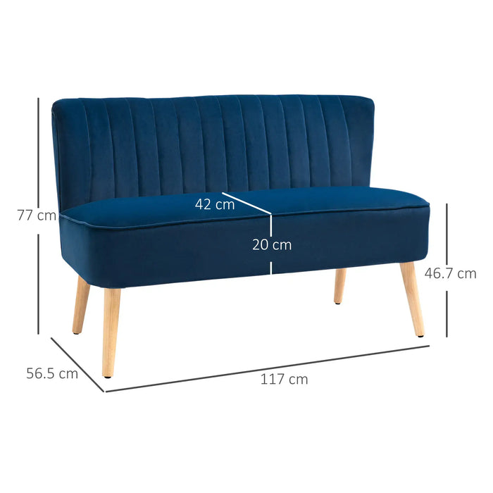 Velvet Two-Seater Loveseat Sofa – Blue | Wooden Frame with Pocket Springs HOMCOM - Little and Giant Explorers