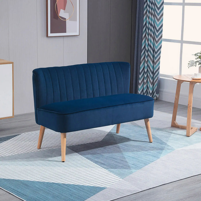 Velvet Two-Seater Loveseat Sofa – Blue | Wooden Frame with Pocket Springs HOMCOM - Little and Giant Explorers