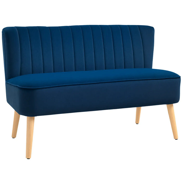 Velvet Two-Seater Loveseat Sofa – Blue | Wooden Frame with Pocket Springs HOMCOM - Little and Giant Explorers