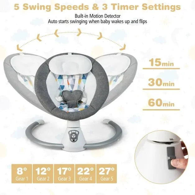 Versatile Baby Swing with Motion Detector in Grey - Little and Giant Explorers Costway