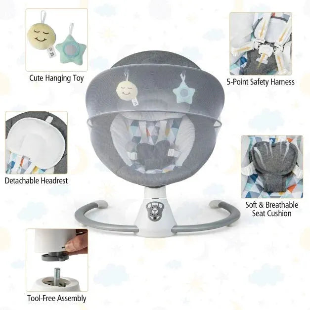 Versatile Baby Swing with Motion Detector in Grey - Little and Giant Explorers Costway