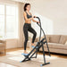 Woman exercising on a stair stepper in a living room.