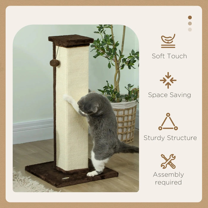 Vertical Full Cat Scratcher with Natural Sisal Rope in Brown 81cm - Little and Giant Explorers PawHut