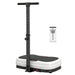 White vibration plate with black handle and remote control on a white background