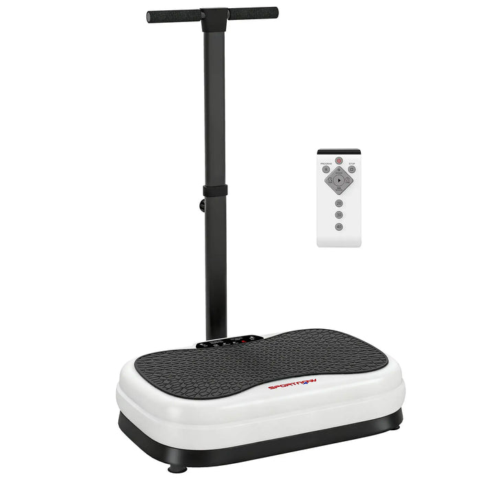 White and black vibration plate with remote control on a white background