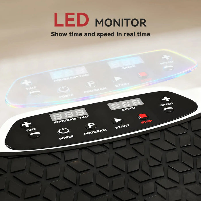 Control panel with LED monitor on a tire, displaying time and speed.