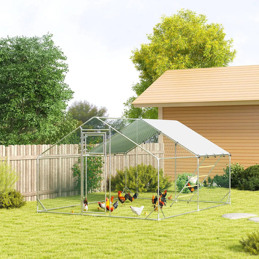 Walk-In Chicken Run with Cover and Feeding Door | 12-18 Poultry | (300 x 400 x 195cm) - Little and Giant Explorers PawHut