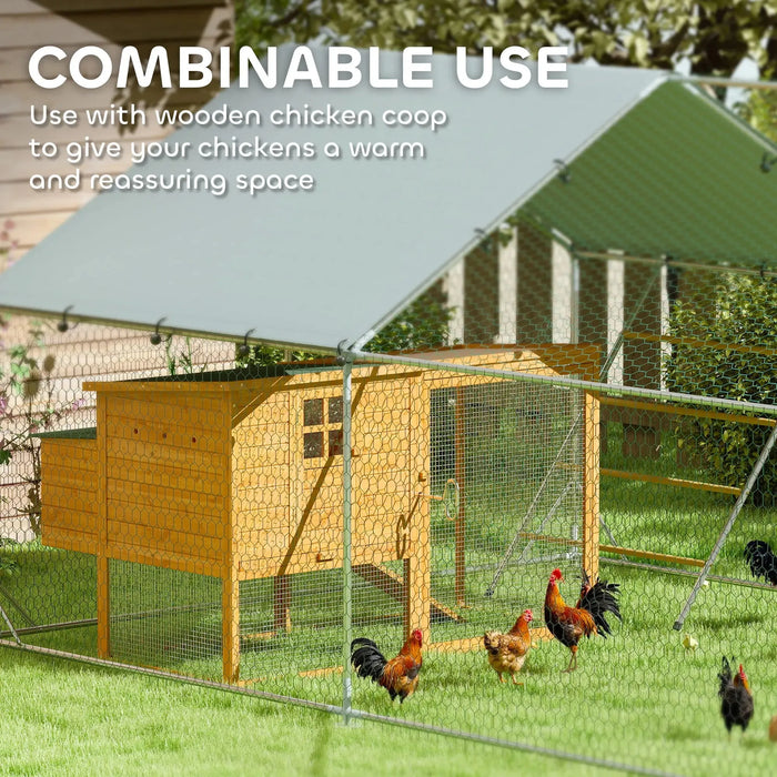 Walk-In Chicken Run with Cover and Feeding Door | 12-18 Poultry | (300 x 400 x 195cm) - Little and Giant Explorers PawHut