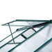 Greenhouse roof ventilation window with green aluminium frame and transparent panels