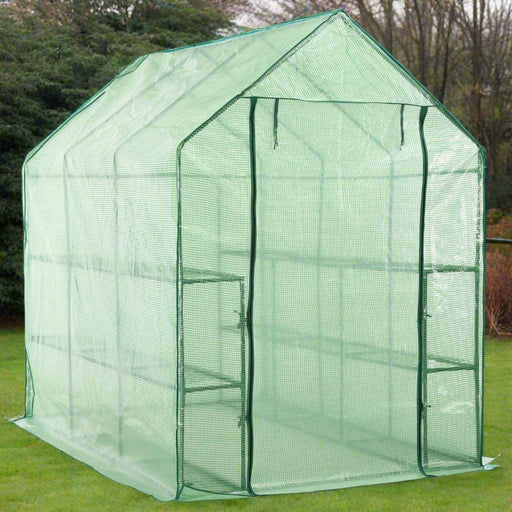 Walk-in Greenhouse with 12 Shelves in Steel (143 x 214 x 196cm) - Little and Giant Explorers vidaXL