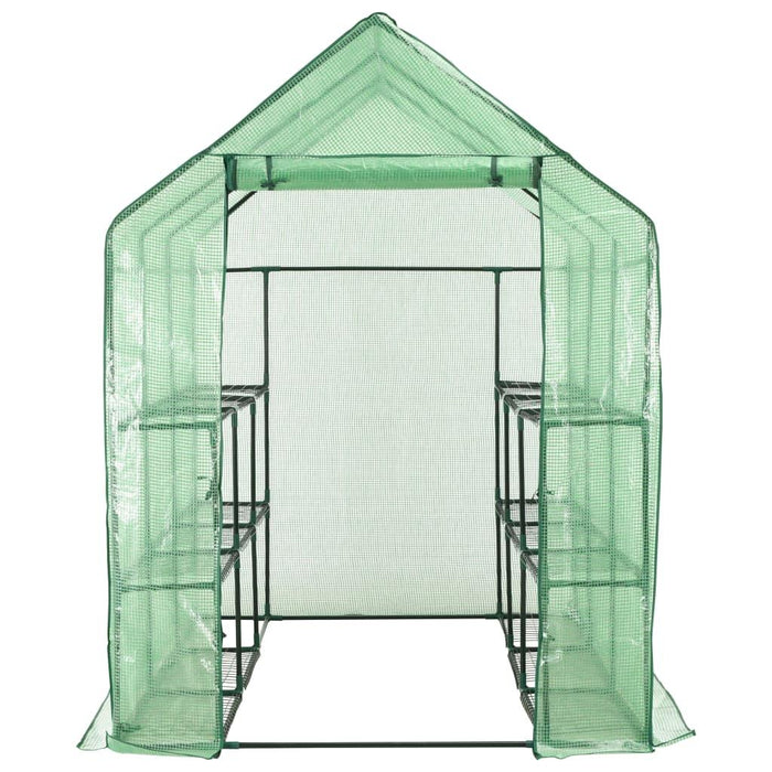 Walk-in Greenhouse with 12 Shelves in Steel (143 x 214 x 196cm) - Little and Giant Explorers vidaXL