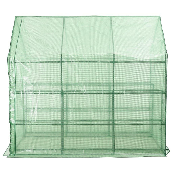 Walk-in Greenhouse with 12 Shelves in Steel (143 x 214 x 196cm) - Little and Giant Explorers vidaXL