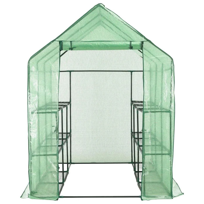 Walk-in Greenhouse with 12 Shelves in Steel (143 x 214 x 196cm) - Little and Giant Explorers vidaXL