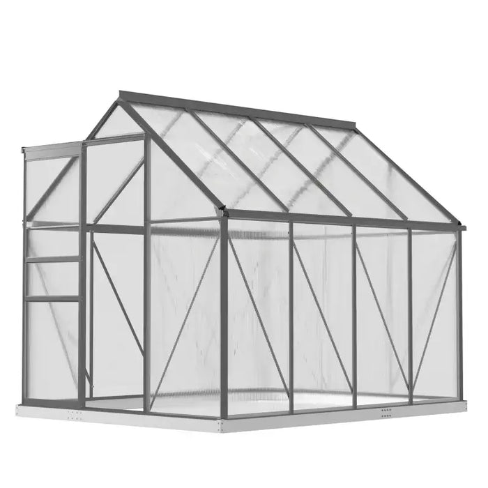 Walk-In Polycarbonate Greenhouse - 190x253cm | Dark Grey Aluminium Frame and Base OUTSUNNY - Little and Giant Explorers Outsunny