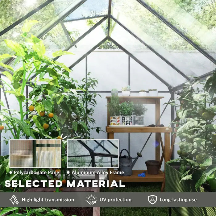 Walk-In Polycarbonate Greenhouse - 190x253cm | Dark Grey Aluminium Frame and Base OUTSUNNY - Little and Giant Explorers Outsunny