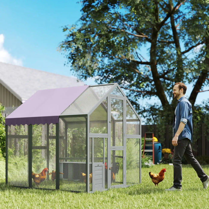 Large Walk In Chicken Run with Waterproof and Anti-UV Cover - Little and Giant Explorers PawHut