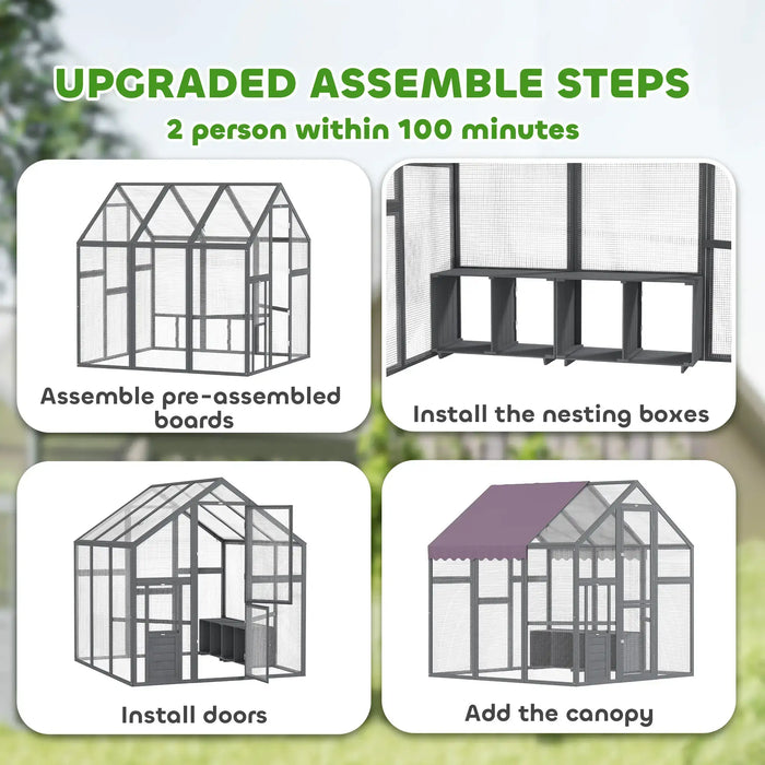 Large Walk In Chicken Run with Waterproof and Anti-UV Cover - Little and Giant Explorers PawHut