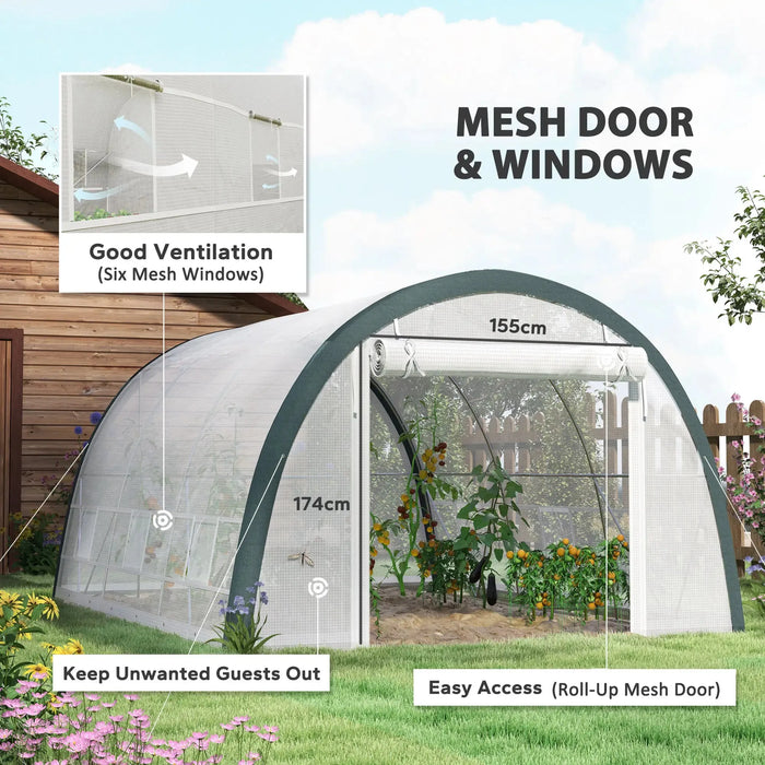 Walk-In Tunnel Greenhouse with Accessories in White 4 x 3(m) - Little and Giant Explorers Outsunny